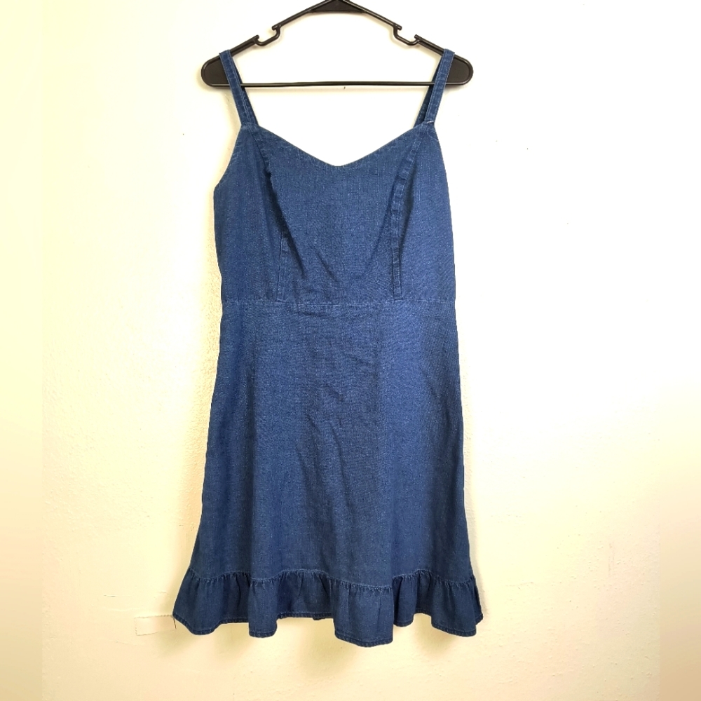 Old Navy M Blue Denim Ruffled Tiered Mini Sundress  Casual